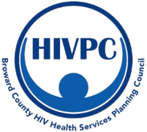 The image shows a logo for HIVPC, which stands for Broward County HIV Health Services Planning Council.